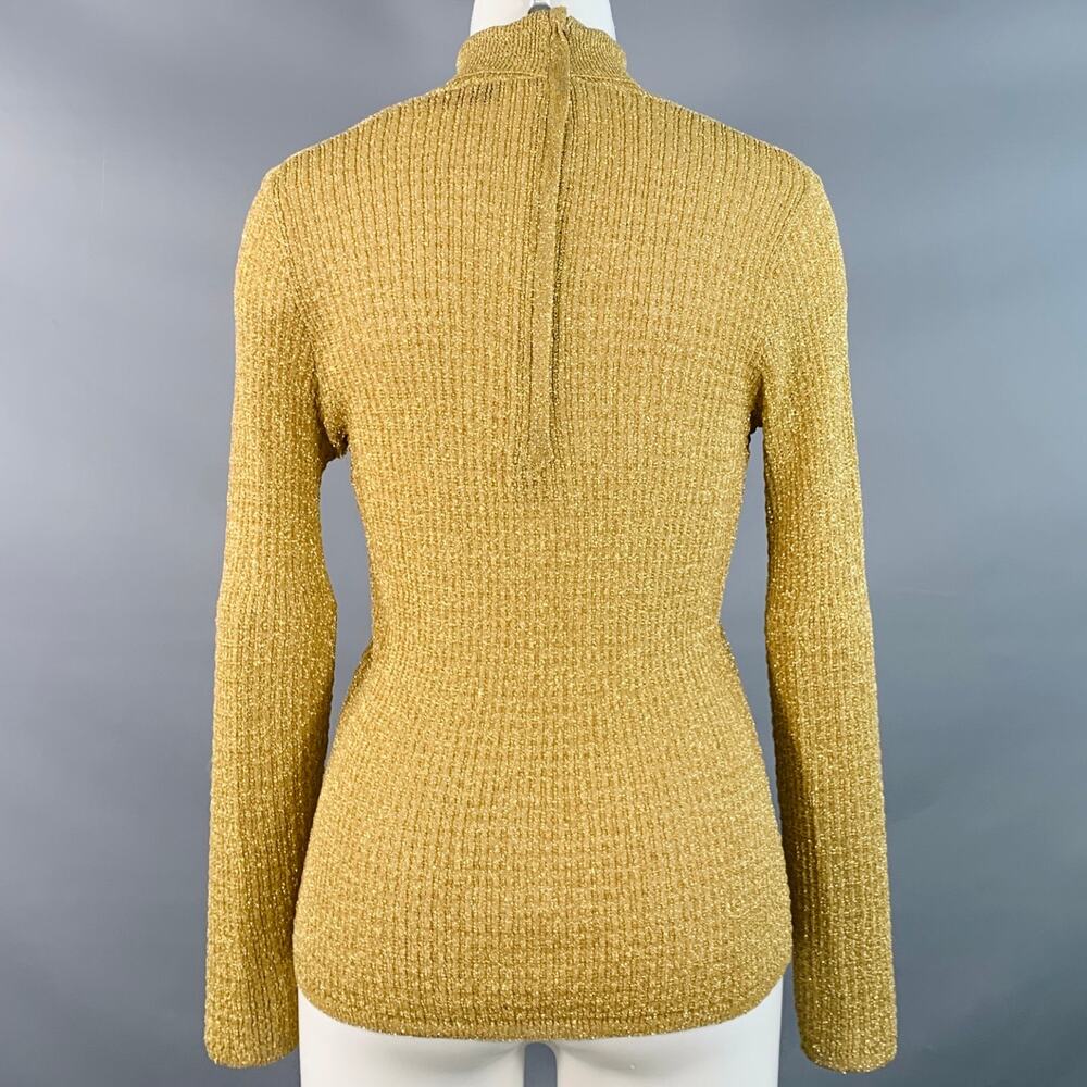 NICOLE Vintage Size M Gold Metallic Polyester Blend Knit Turtleneck Sweater - Picture 3 of 4